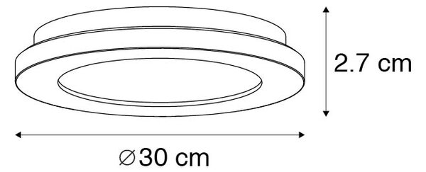 Plafoniera nera 30 cm con LED dimmerabile a 3 gradini IP44 - Steve