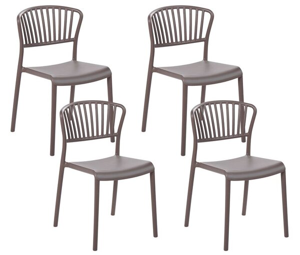 Set 4 sedie da pranzo interno ed esterno in plastica tortora Beliani