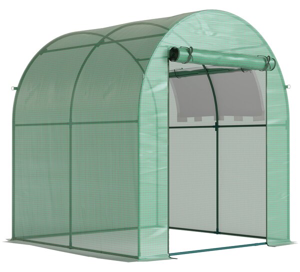 Outsunny Serra da Giardino a Tunnel con Porte e Finestre Avvolgibili in PE Verde, 180x180x200cm|Aosom