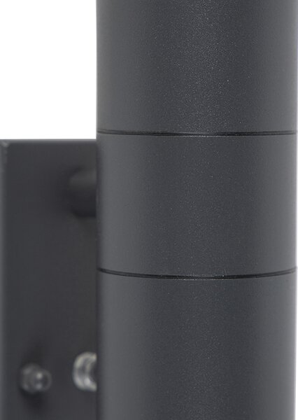 Lampada da parete per esterni grigio scuro 2 luci con sensore crepuscolare - Duo