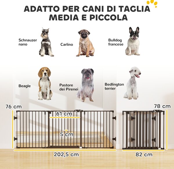 PawHut Cancelletto per Cani Pieghevole in Acciaio con Chiusura Automatica e Sistema di Blocco Sicuro per Interni ed Esterni, Nero|Aosom