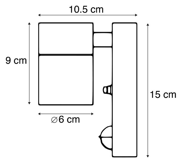 Applique esterno nero sensore di movimento IP44 - SOLO