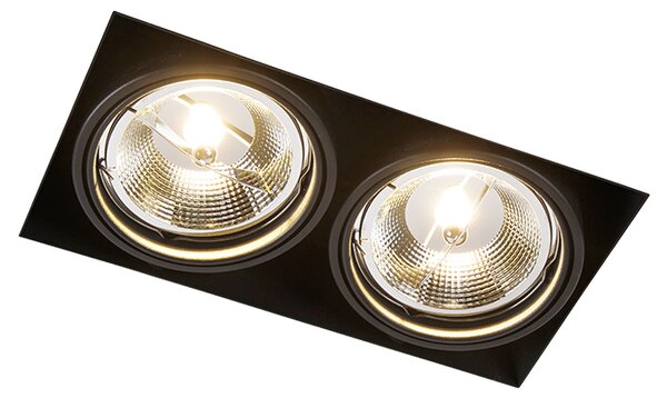 Faretto incasso nero GU10 AR111 senza cornice 2 luci - Oneon