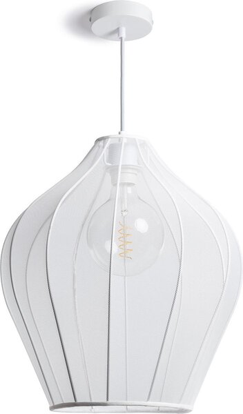 Lampada a sospensione in metallo e tessuto Ø400 mm Yara White