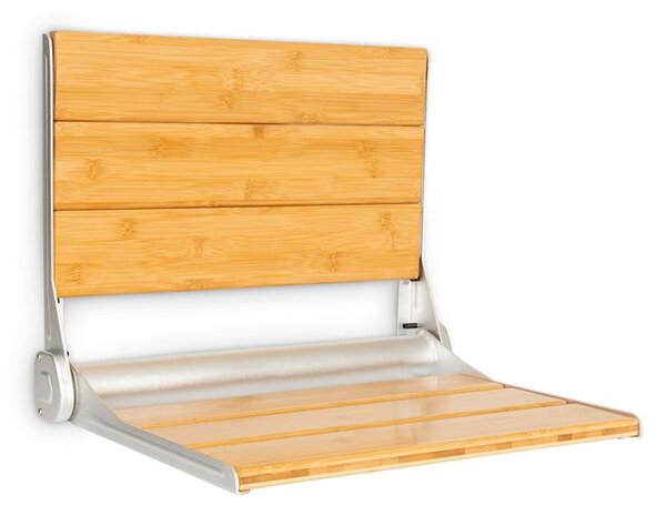 OneConcept Arielle Deluxe sedia da doccia bambù alluminio pieghevole 160 kg max. legno