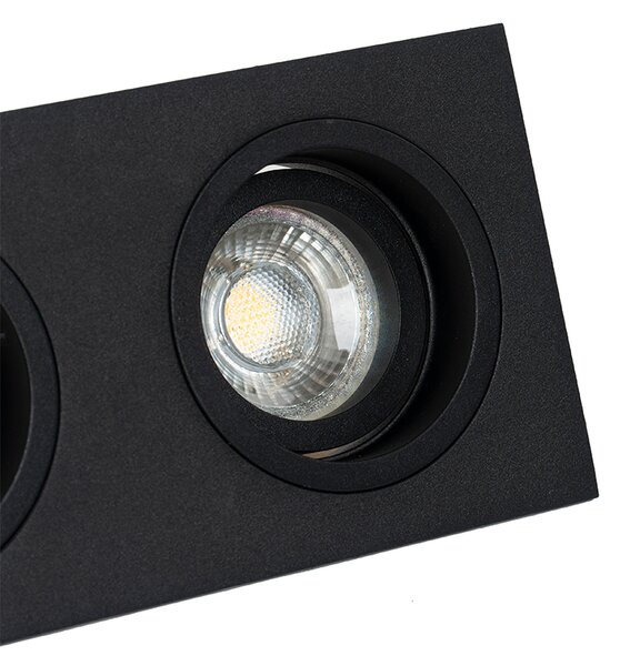 Faretto da incasso quadrato nero orientabile a 2 luci - Chuck