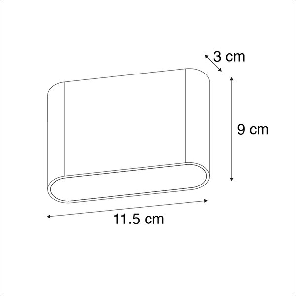 Lampada da parete moderna per esterni bianca 11,5 cm incluso LED - Batt