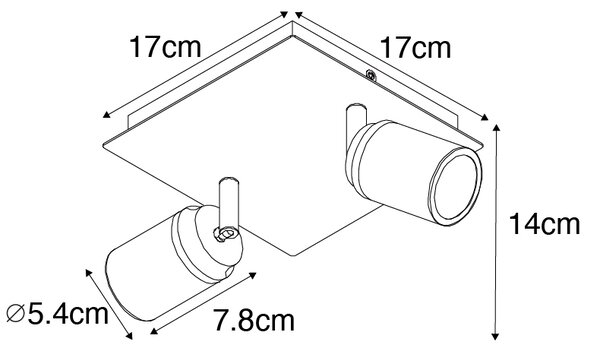 Faretto moderno per bagno ottone quadrato 2 luci IP44 - Ducha