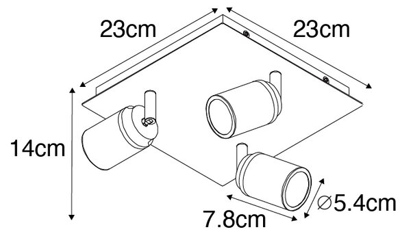 Faretto da bagno moderno bianco quadrato 3 luci IP44 - Ducha