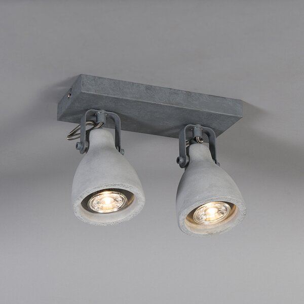 Faretto industriale grigio cemento 2 luci - Creto