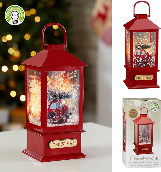 LED neve lanterna auto 17x40cm 18 LED bianco caldo plastica neve funzione Natale musica Natale illuminazione lampada