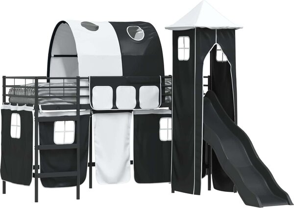 Letto a soppalco per bambini vidaXL, nero, 100 x 190 cm, metallo