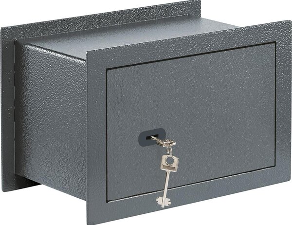 Cassaforte a muro Burgwächter con chiave - Cassaforte da incasso Pure Safe PSW 120 K - Mini cassaforte per montaggio a parete, acciaio antracite
