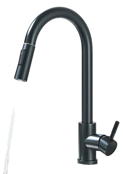 Miscelatore da cucina monocomando, con funzione spray estraibile, colore nero