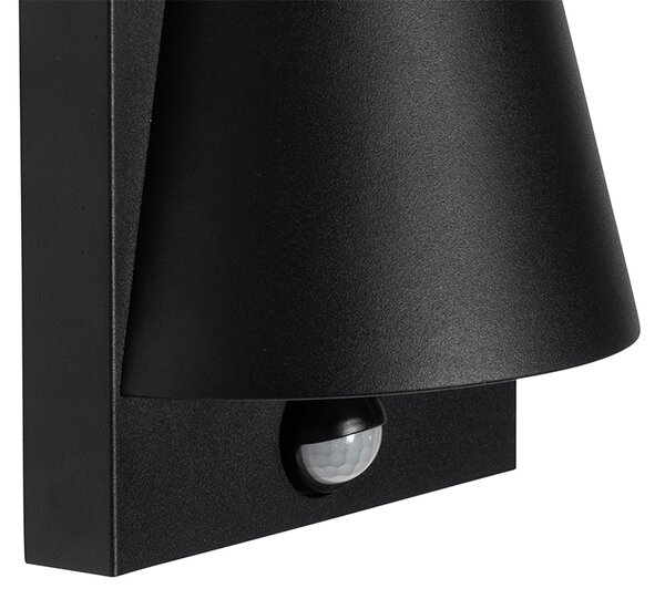 Lampada da parete per esterni nera IP44 con sensore di movimento - Femke