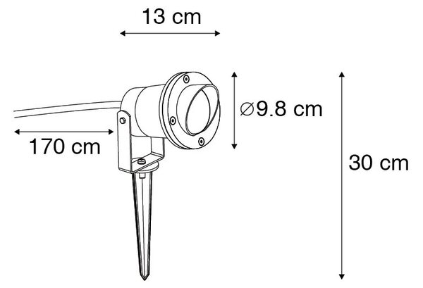 Set di 3 faretti da giardino neri con cavo e spina IP65 - Done