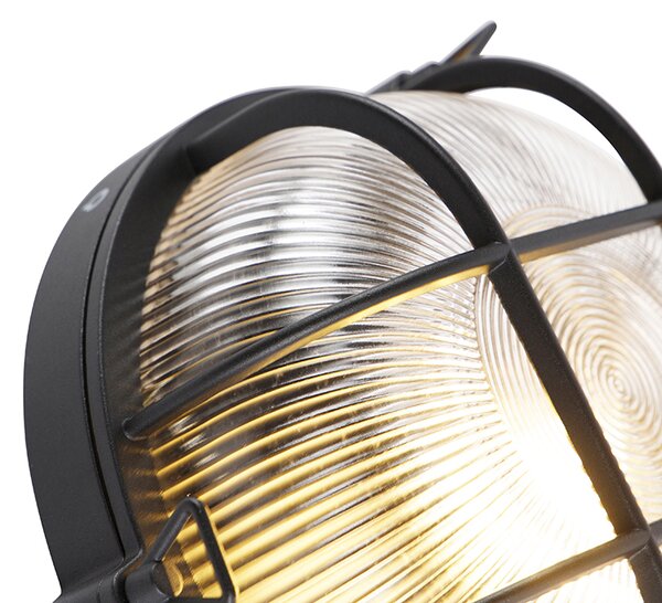 Lampada da parete rotonda industriale nera IP44 - Noutica