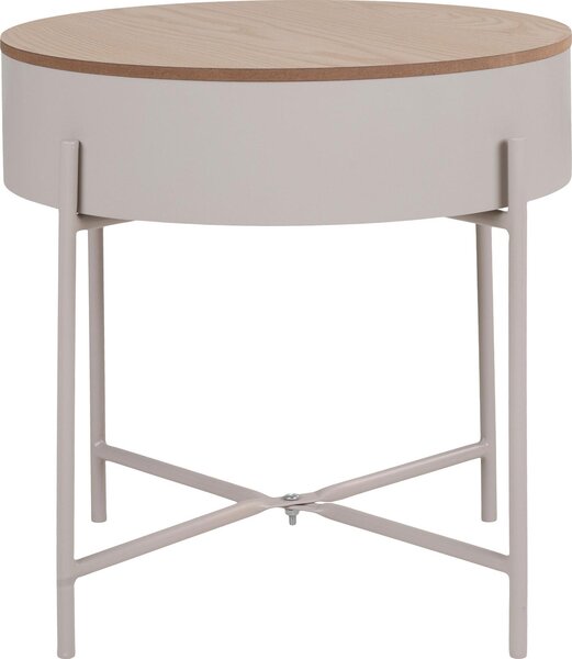 Tavolino Sisco, tavolo angolare Ø40cm beige, grigio