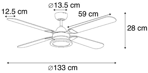 Ventilatore da soffitto bianco con telecomando - Fanattic