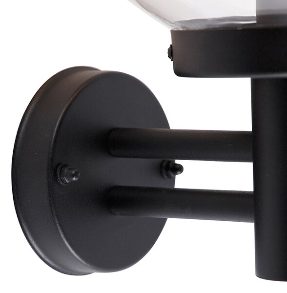 Lampada da parete per esterni nera con sfera in plastica IP44 acciaio inossidabile - Sfera
