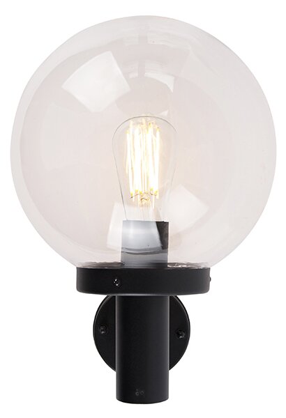 Lampada da parete per esterni nera con sfera in plastica IP44 acciaio inossidabile - Sfera