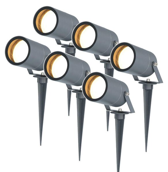 Hoftronic Faretto da giardino a LED GU10 4W 345lm 6500K IP65 antracite Set da 6 pezzi