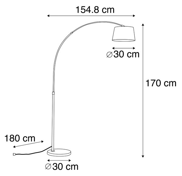 Lampada ad arco intelligente in acciaio con paralume in tessuto bianco incluso Wifi A60 - Arc Basic