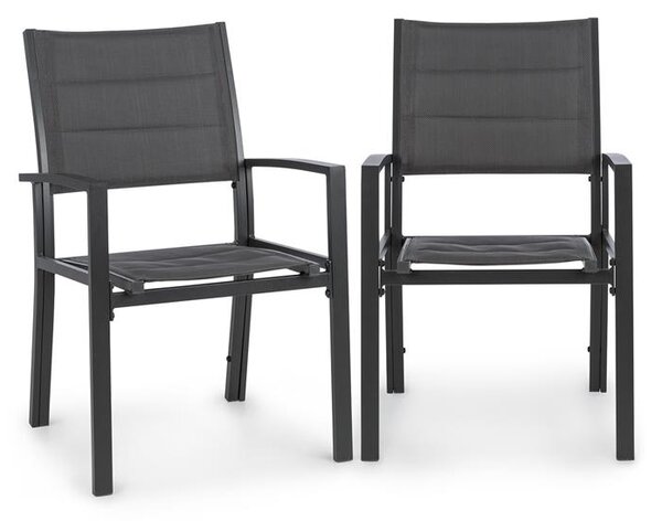 Blumfeldt Torremolinos sedie da giardino 2 pezzi alluminio ComfortMesh grigio scuro