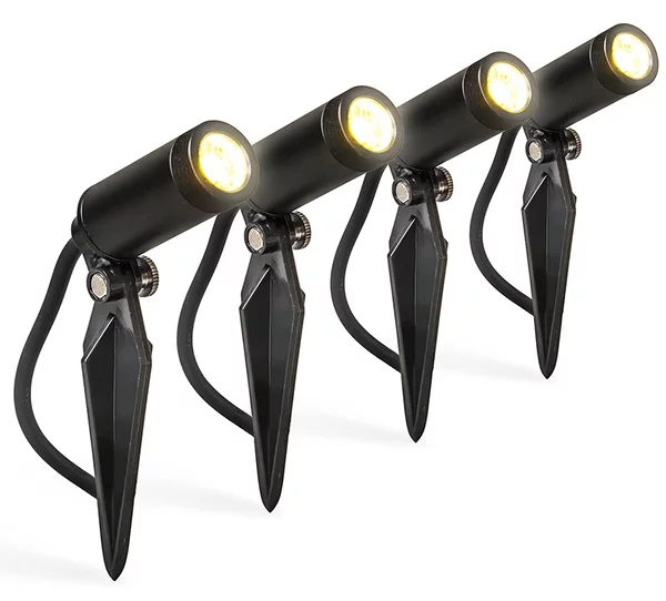 Set di 4 faretti da giardino neri con LED IP68 - Garly