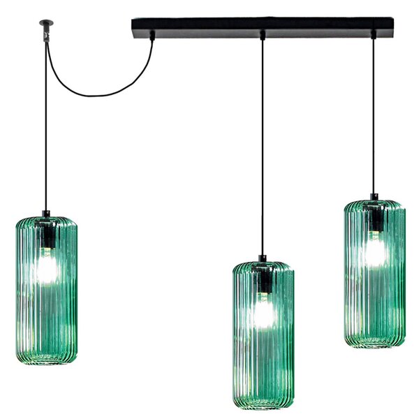 Sospensione vetro colorato gea luce raika br3 e27 led lampada soffitto decentramento moderna - Gea Luce
