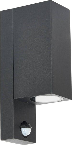 Lampada da parete per esterni Prios Tetje, nera, angolare, sensore