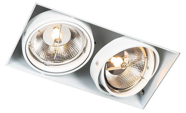 Faretto da incasso bianco GU10 AR111 senza cornice 2 luci - Oneon