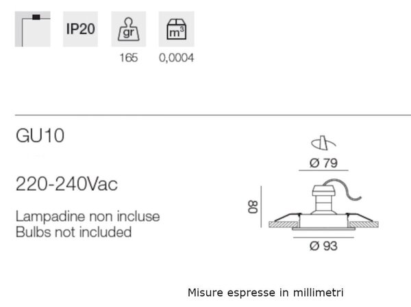 Faretto incasso gea led gfa094 gu10 led orientabile cartongesso tondo classico - Gea Led