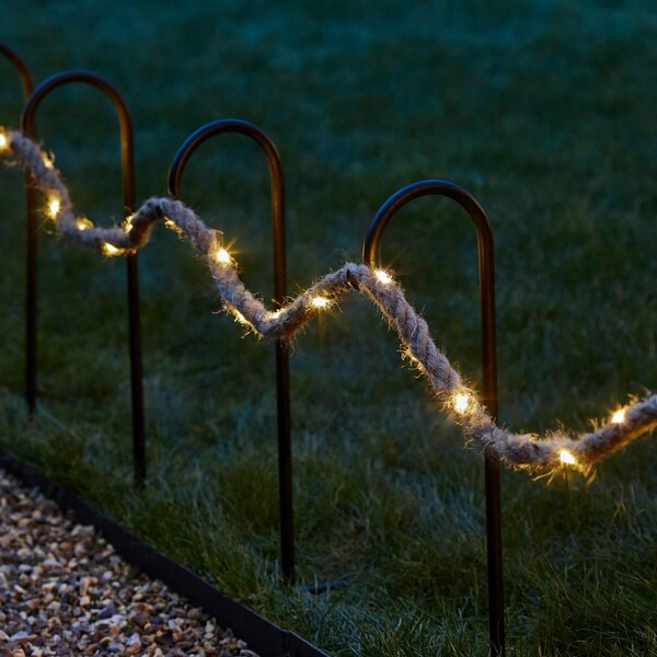 Catena luminosa Lights4fun, decorativa, con 60 LED, luce bianco caldo, alimentata a batteria