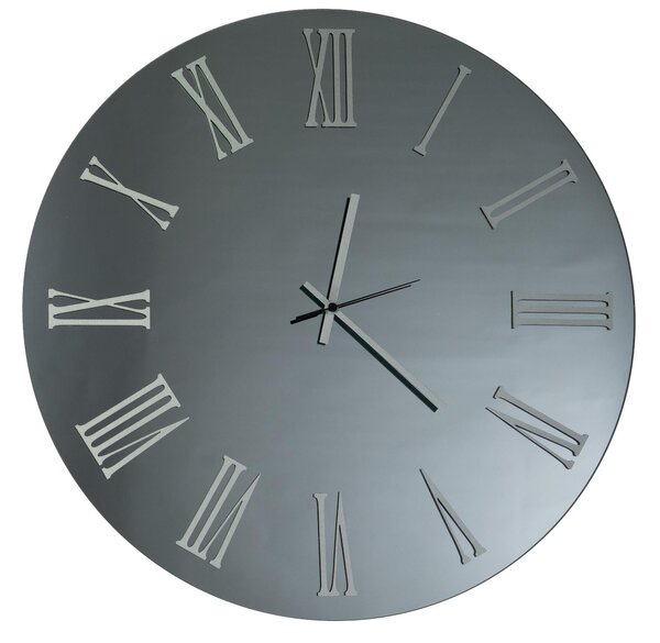 Orologio Da Muro 45 cm Struttura, � uno specchio Nero Fume' SIRIO SMALL Diametro 45 cm lancette in metallo numeri colore Argento a rilievo , l'orologio specchio