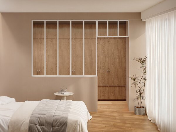 Vetrata atelier con sopraluce L150 x H130 + L73 x H40 cm Bianco in Alluminio termolaccato - BAYVIEW