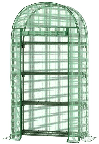 Outsunny Serra da Giardino con Ripiani in Metallo, Copertura in PE e Porta Avvolgibile, 80x49x160cm, Verde | Aosom Italy