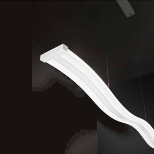 Lampadario moderno perenz bend 6364 b ct led sospensione metallo acrilico bianco ondulato - Perenz