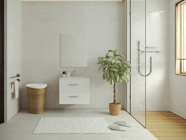 Mobile per bagno sospeso con lavabo singolo 60 cm Bianco - KAYLA