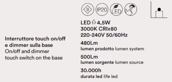 Abat-jour classica perenz sonagli 6034 or led lampada scrivania flessibile oro dimmerabile touch - Perenz