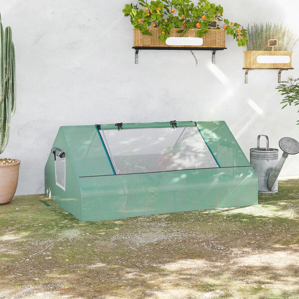 Outsunny Serra da Giardino con Porte Avvolgibili e Finestre a rete in Acciaio, con Rivestimento in PE, 180x140x80cm, Verde | Aosom Italy