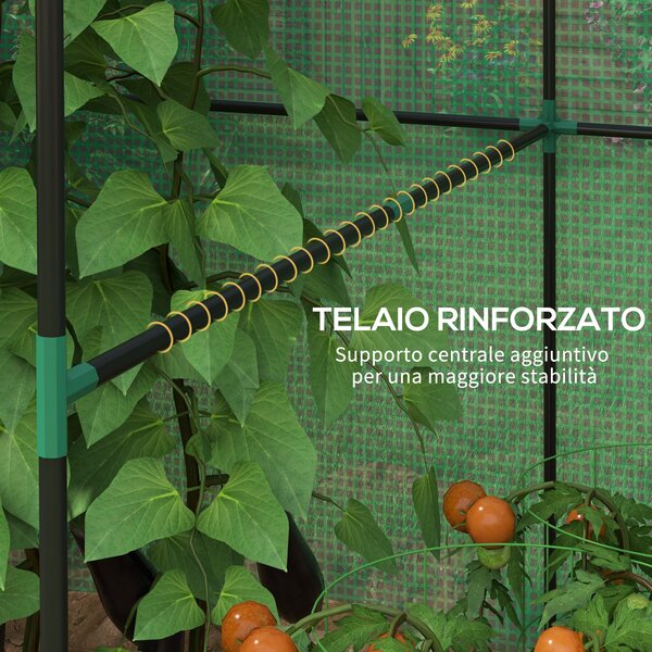 Outsunny Serra da Giardino a 2 Sezioni con Porta e Finestre Avvolgibili, in Acciaio e PE, 200x140x200 cm, Verde|Aosom