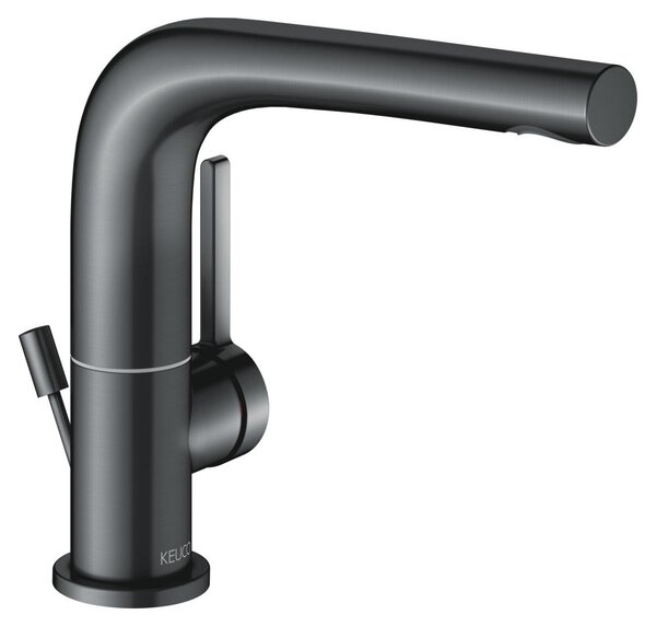 Miscelatore monocomando Keuco per lavabo 150 EDITION 400 Bocca girevole +/- 45° con scarico a scomparsa 1 1/4" cromo nero spazzolato 51505130000