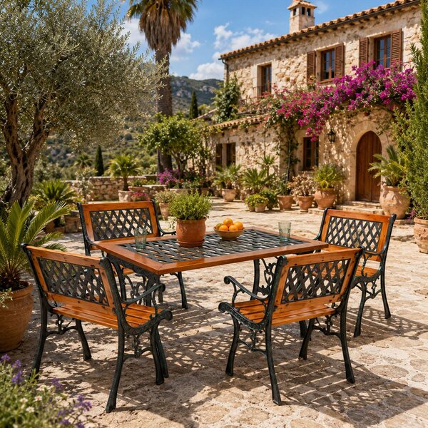 Set 5 pezzi da giardino Mobili da giardino in ghisa resistenti alle intemperie
