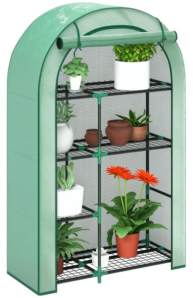 Outsunny Serra da Giardino a Parete a 4 Livelli con Porta a Cerniera, copertura in PE e raggi UV, 100x45x160 cm, Verde|Aosom Italy