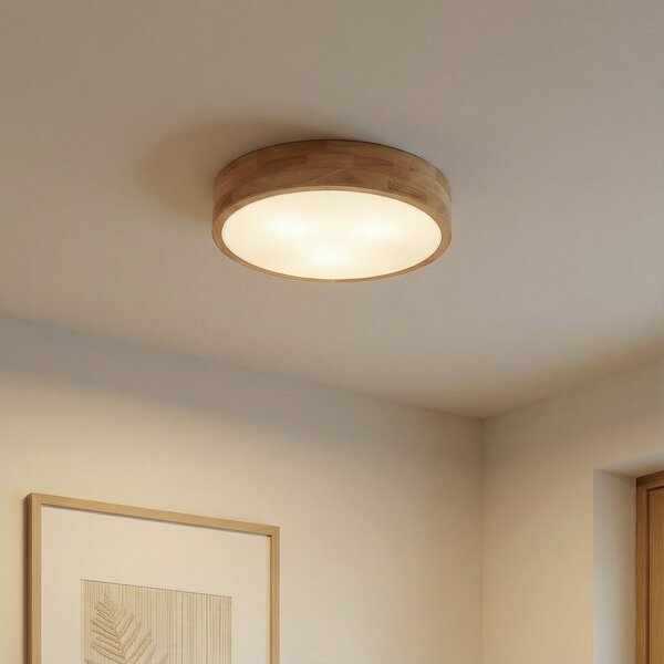Plafoniera Lindby, Tanju, dimmerabile, Legno, Soggiorno, Legno, Campagna / rustico