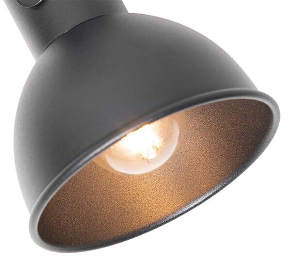 Faretto industriale nero con legno inclinabile 2 luci - Tommy