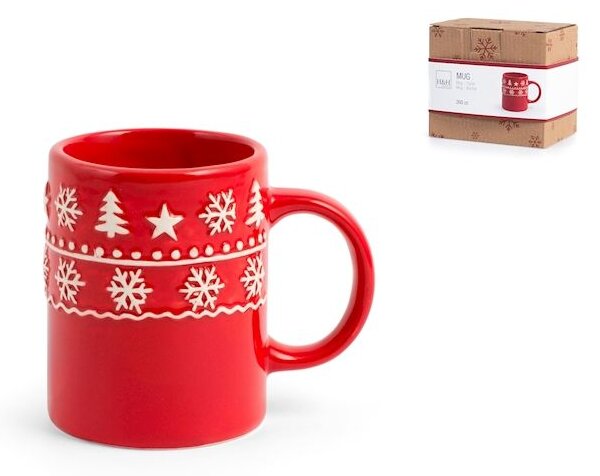 Set 6 mug in ceramica decoro natale colore rosso cc 260