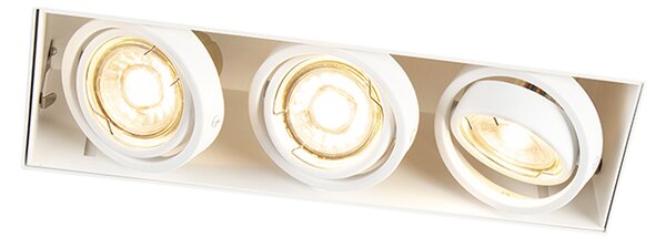 Faretto da incasso bianco orientabile e inclinabile senza cornice 3 luci - Oneon