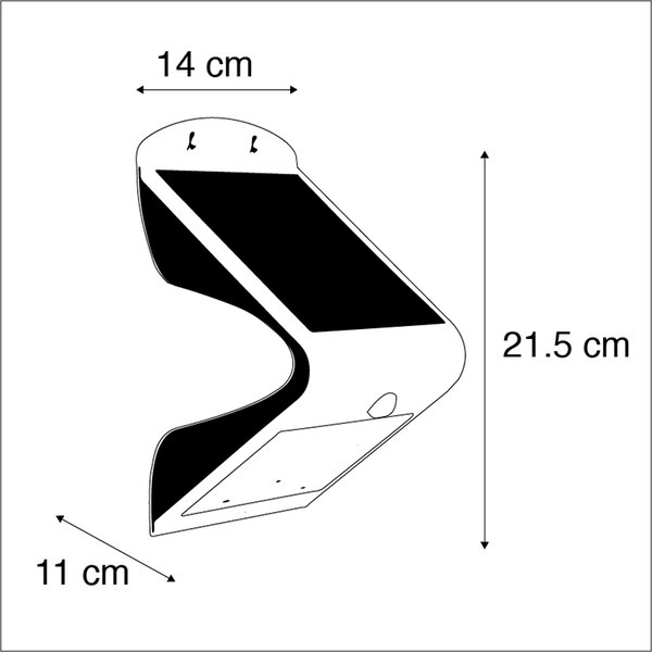 Applique da esterno bianco 21,5 cm con anabbagliante e sensore su solare - Daya